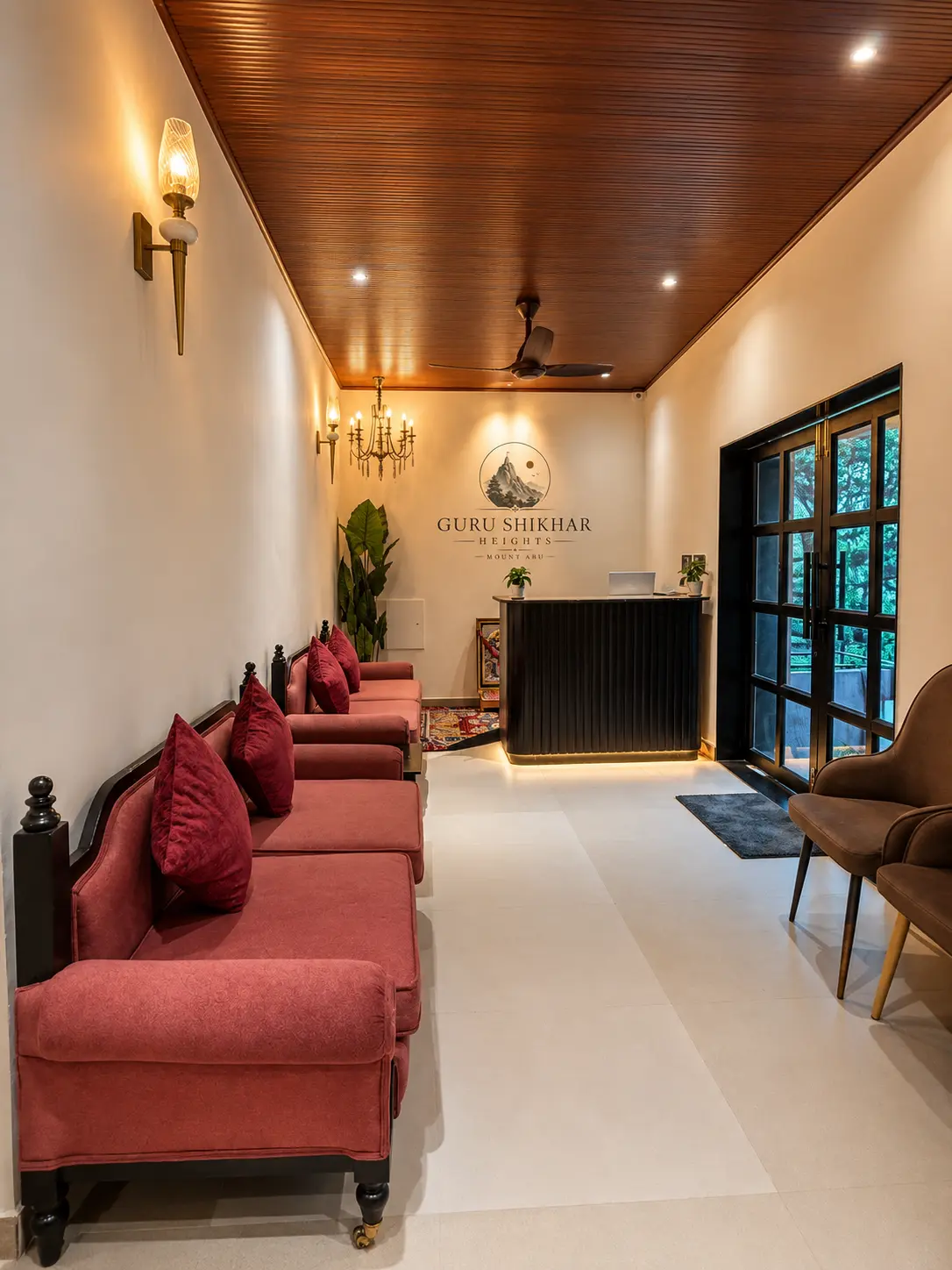 The reception lounge at Guru Shikhar Heights